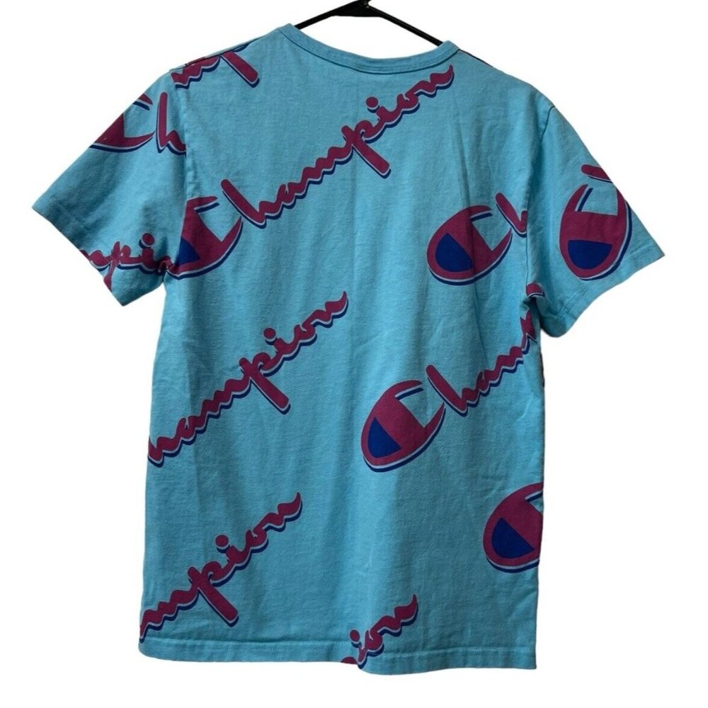 Champion Shirt Mens Size‎ Small Heritage All-Over Script Spellout Logo Preppy - Picture 2 of 8